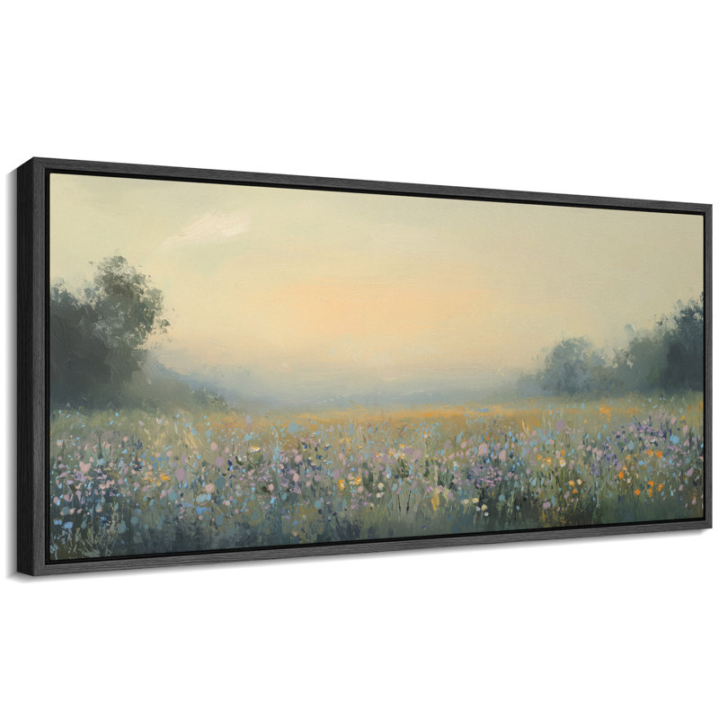 Wayfair Colorful Wildflower Field Artwork Abstract Countryside Wall Pictures Giclee Canvas Digital Print Extra Large Framed Wall Art