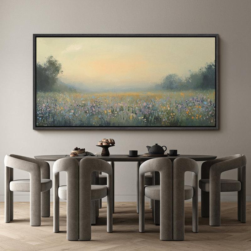 Wayfair Colorful Wildflower Field Artwork Abstract Countryside Wall Pictures Giclee Canvas Digital Print Extra Large Framed Wall Art