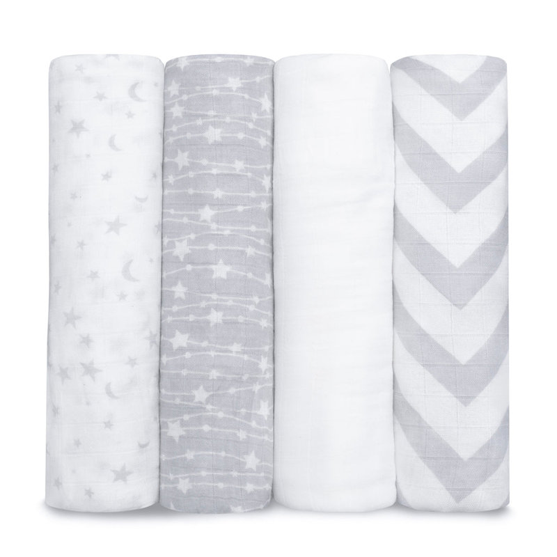 Wayfair Comfy Cubs Muslin Swaddle Blankets (Pack of 4) - 47” x 47” Soft Cotton Large Swaddling Wrap