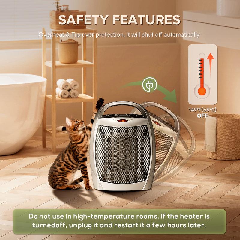 Wayfair Compact 1500w/750w Space Heater With Thermostat - Etl Certified Ceramic Portable Heater Fan Ideal For Home/dorm/office/kitchen