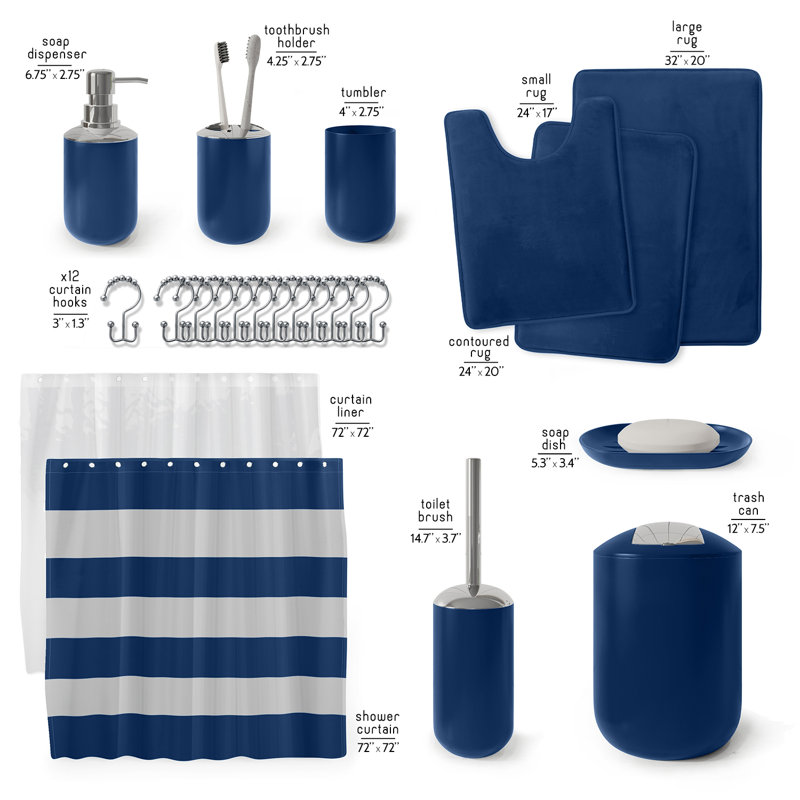 Wayfair Complete 23 Piece Bathroom Accessory Set With Bath Rugs Shower Curtain Set Liner And Hooks