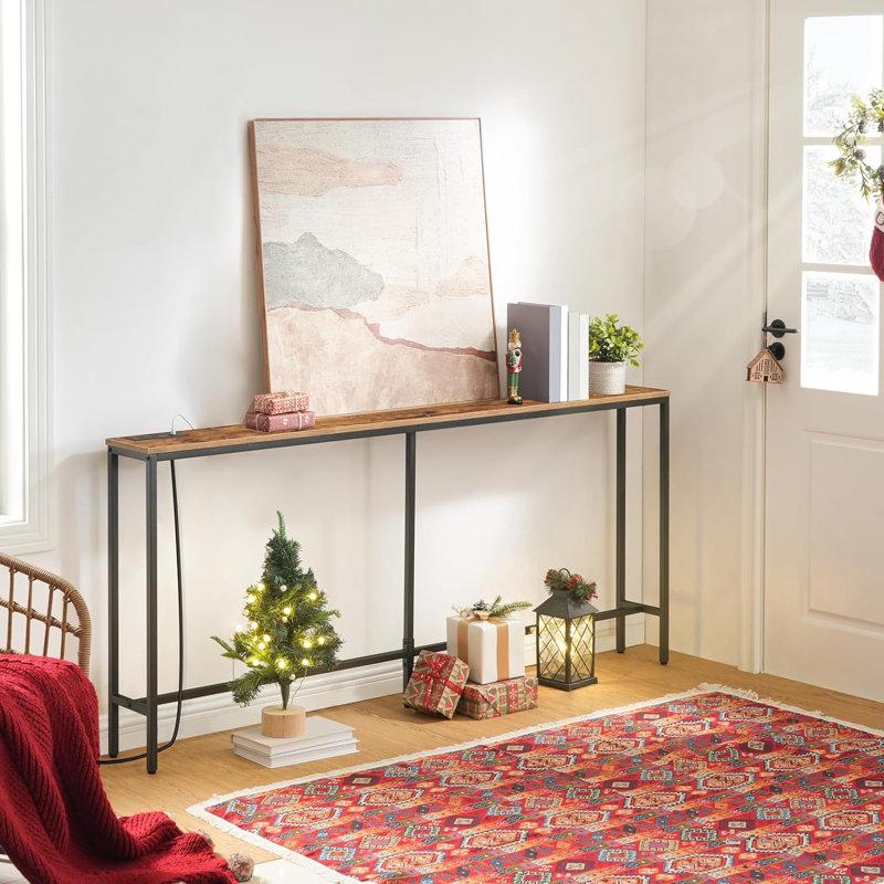 Wayfair Console Table With Power Outlet Behind Couch Narrow Entryway Table
