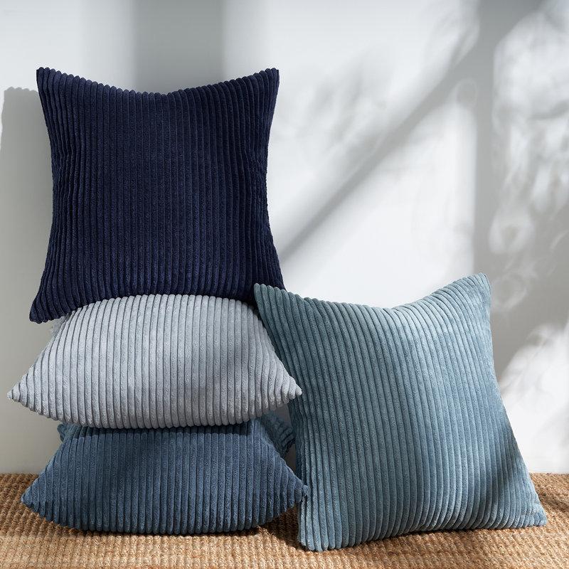 Wayfair Corduroy Striped Corduroy Pillow Cover Square Modern Gradient Pillow Cases For Sofa Decorative Cushion Cover (Set Of 4)