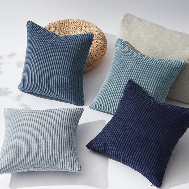 Wayfair Corduroy Striped Corduroy Pillow Cover Square Modern Gradient Pillow Cases For Sofa Decorative Cushion Cover (Set Of 4)