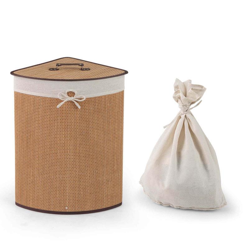Wayfair Corner Bamboo Hamper Laundry Basket Washing Cloth Bin Storage Bag Bamboo