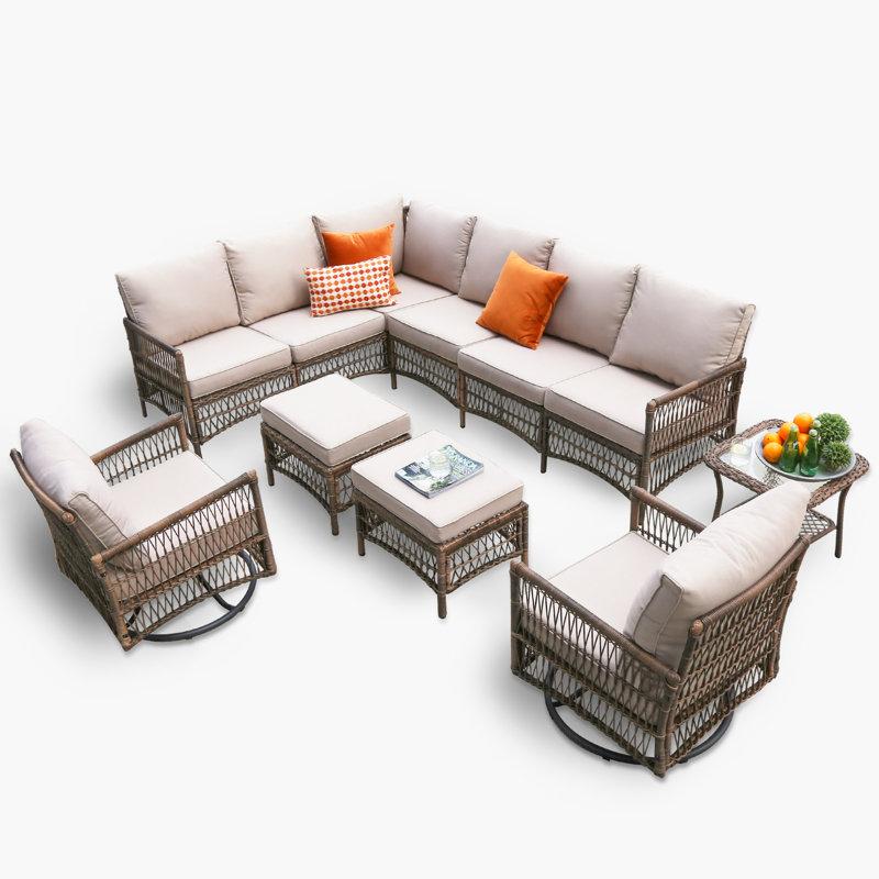 Wayfair Corringham Premium All-Weather Wicker 8 - Person Modular Patio Conversation Sets With Cushions