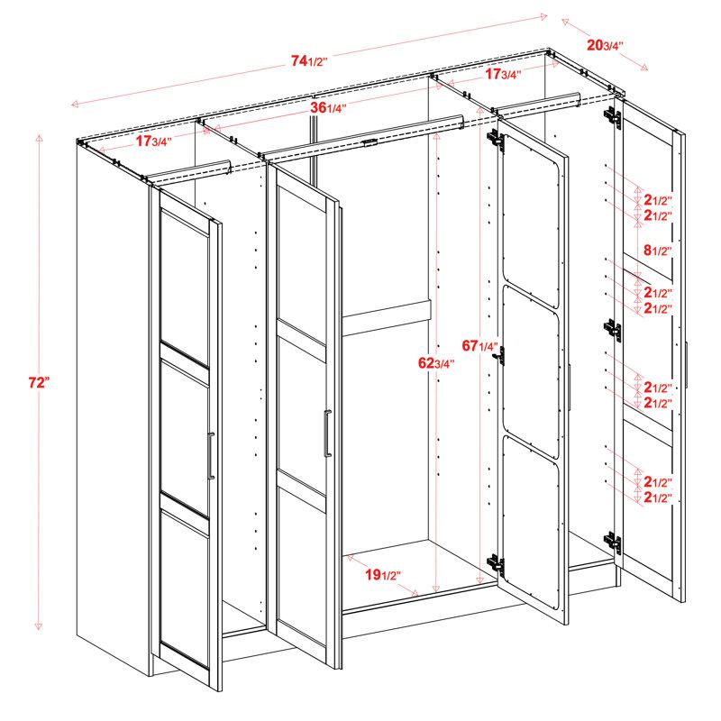 Wayfair Cosmo 100% Solid Wood 4-door Wardrobe Armoire