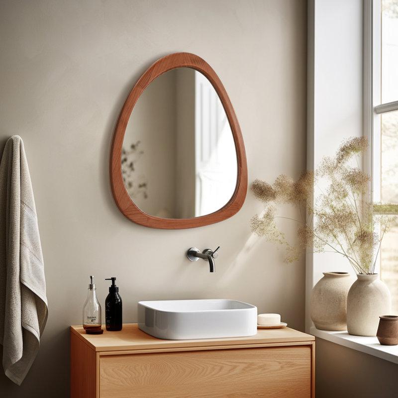 Wayfair Cotesfield Wood Accent Mirror Irregular Decorative Mirror Asymmetrical Mirror