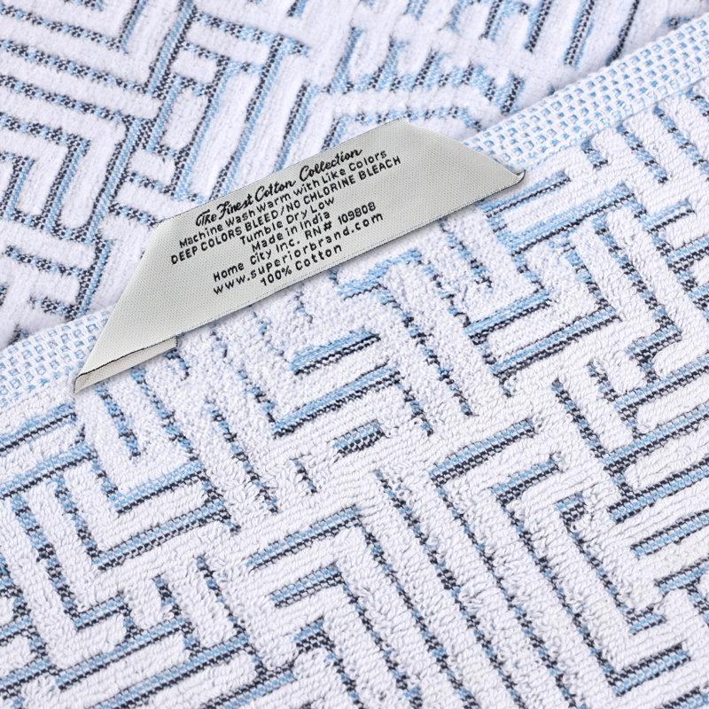 Wayfair Cotton Modern Geometric Jacquard Soft Highly-Absorbent Hand Towel (Set Of 6)