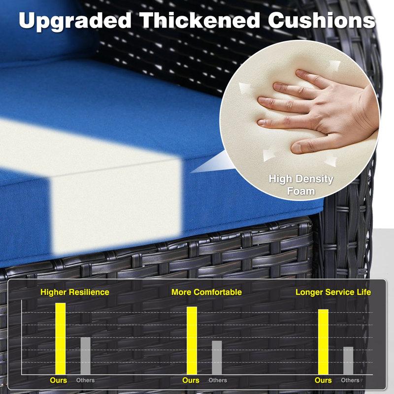 Wayfair Cracraft 7-Piece Patio Furniture Set With 42" Fire Pit Table Outdoor Wicker Sofa With Swivel Rocking Glider Chairs High Back Rattan Conversation Set For Patio Deck Backyard And Front Porch