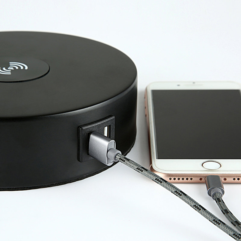 Wayfair Crispin 19" Black Desk Lamp With USB Ports & Wireless Charging Pad