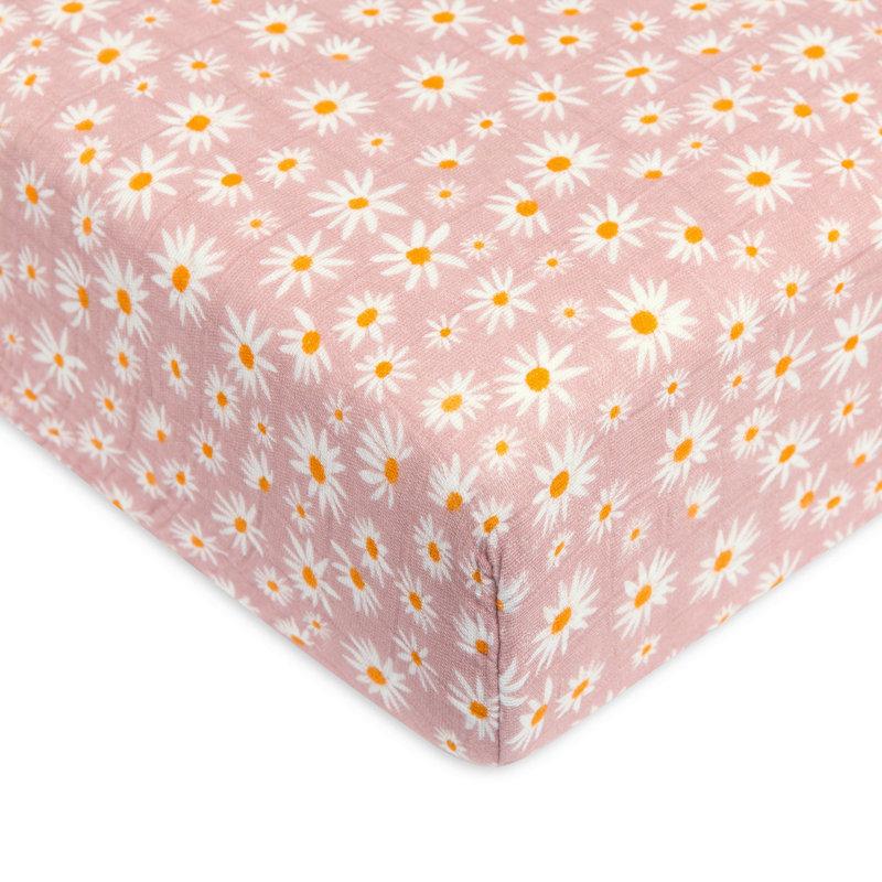 Wayfair Daisy Muslin Crib Sheet In GOTS Certified Organic Cotton