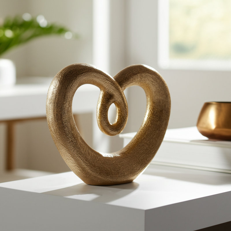 Wayfair Decorative Objects for Home Decor – Abstract Heart Sculpture for Kitchen Decor or Table Display – Modern Decorations and Statues for Living Room Shelf Styling or Entryway Accent – 8"