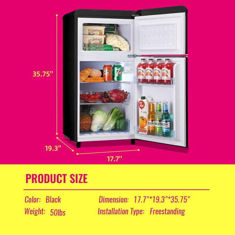 Wayfair DEMULLER 3.5 Cubic Feet Mini Fridge With Freezer
