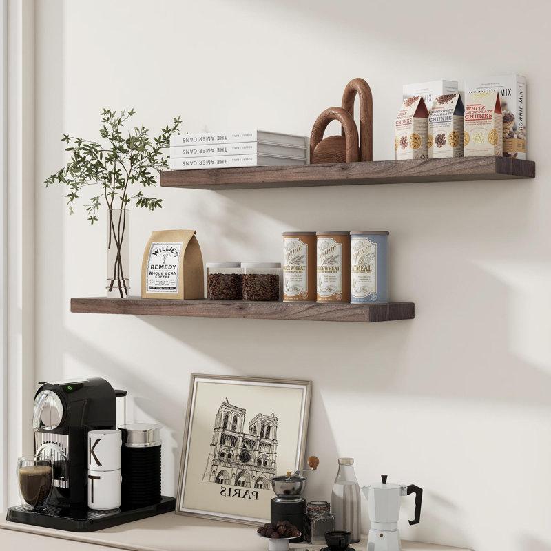 Wayfair Desseray Set Of 2 Reclaimed Elm Floating Shelves