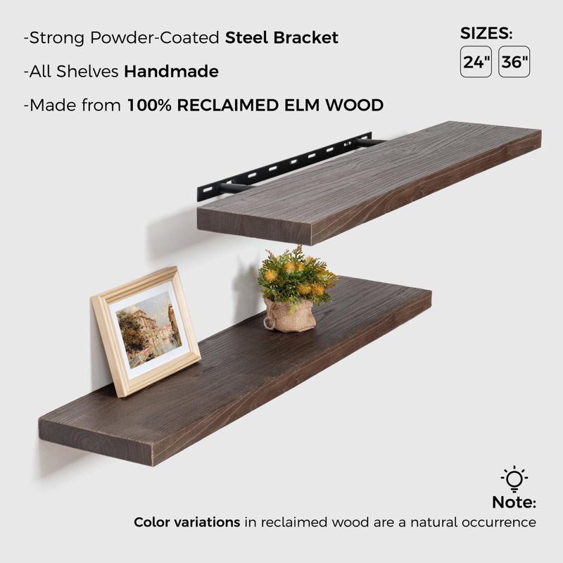 Wayfair Desseray Set Of 2 Reclaimed Elm Floating Shelves