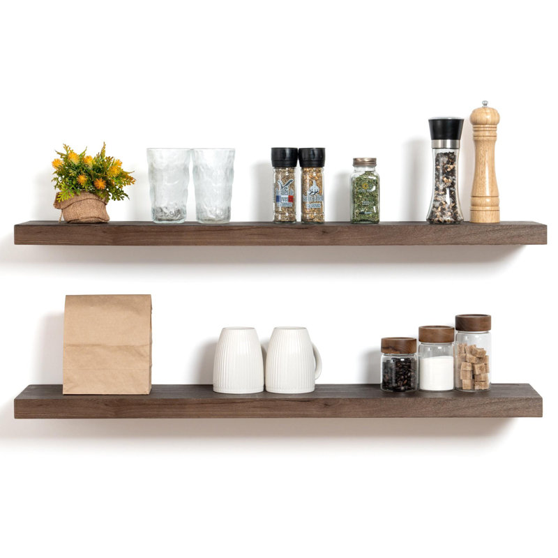 Wayfair Desseray Set of 2 Reclaimed Elm Floating Shelves
