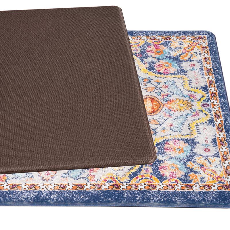 Wayfair Distressed Vintage Standing Anti-Fatigue Ivory/Orange/Navy Mat