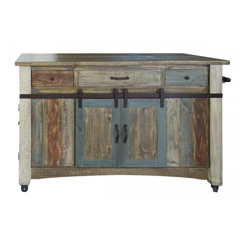 Wayfair Dodge Kitchen Island W/3 Drawer 2 Sliding Doors 2 Mesh Doors On Each Side & Casters
