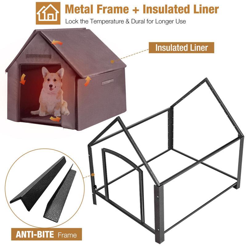 Wayfair Dog House Outdoor With Insulated Liner Winter Dog Kennel For Small Mediun Dogs With Anti-biting Metal Iron Frame Heated Dog House 100%