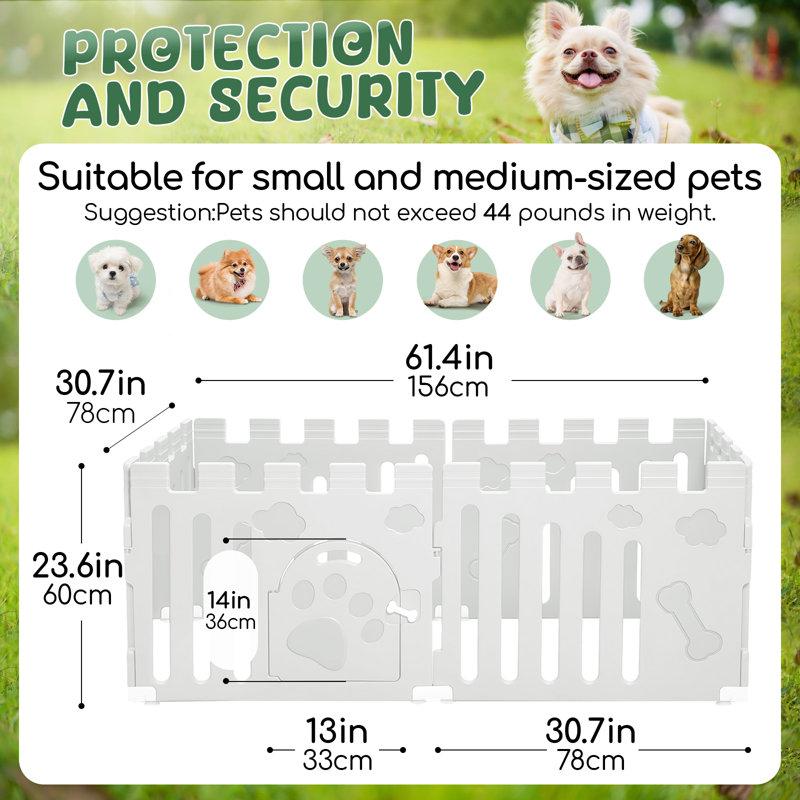 Wayfair Dog Playpen With Door 6-panel 24" Indoor Puppy Playpen Strong Plastic Small Pet Safety Fence Dog Pen Non-slip And Secure Pet Gate