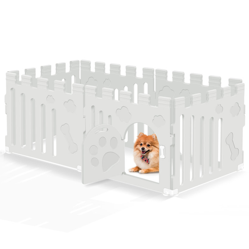 Wayfair Dog Playpen With Door 6-panel 24" Indoor Puppy Playpen Strong Plastic Small Pet Safety Fence Dog Pen Non-slip And Secure Pet Gate