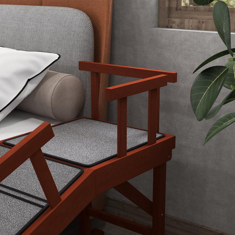 Wayfair Dog Ramp Dog Stairs For Small Medium & Large Dogs Pet Ramp For Bed Or Couch With Removable Guardrails Non-Slip Surface Brown