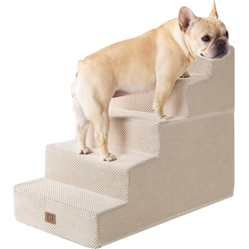 Wayfair Dog Stairs For High Bed 22.5”H 5-Step Dog Steps For Bed Pet Steps For Small Dogs And Cats Non-Slip Balanced Dog Indoor Ramp Camel