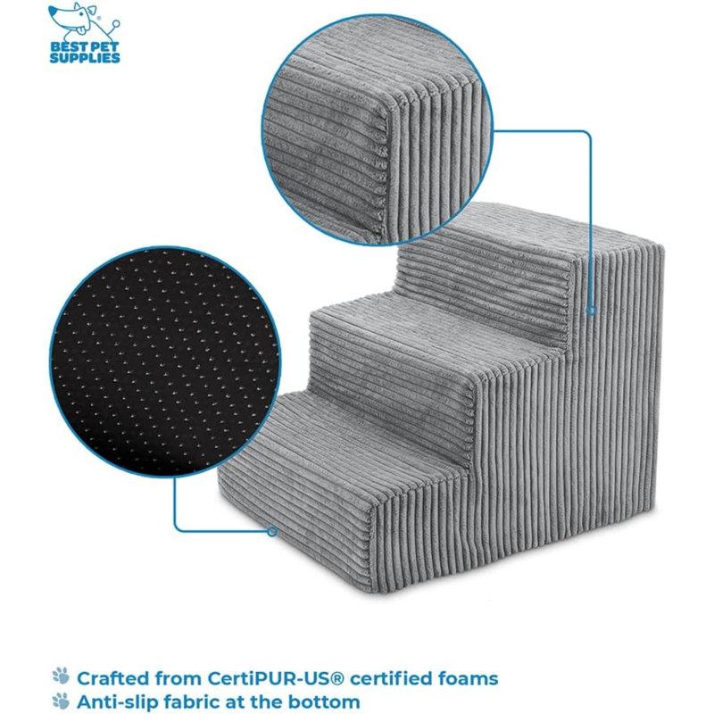 Wayfair Dog Stairs For Small Dogs & Cats Foam Pet Steps Portable Ramp For Couch Sofa And High Bed Non-Slip Balanced Indoor Step Support Paw Safe No Assembly - Dark Brown 3-Step