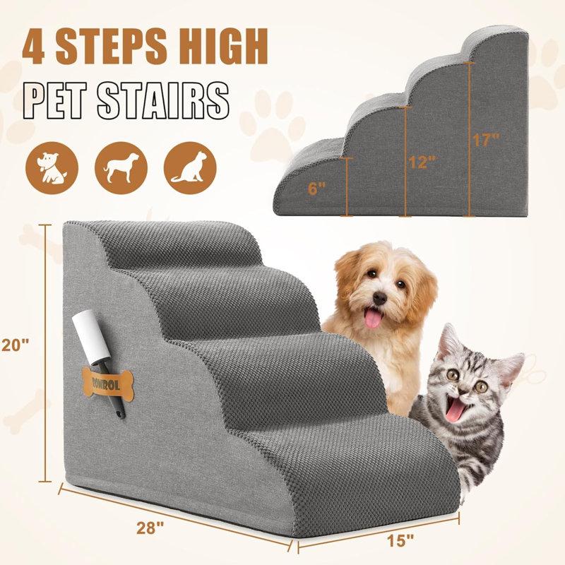 Wayfair Dog Stairs For Small Dogs - High Density Foam Dog Ramp Extra Wide Pet Steps With Non-Slip Bottom For High Beds Couche And Sofa Best For Dogs Injured Older Dogs Cats Pet With Joint Pain