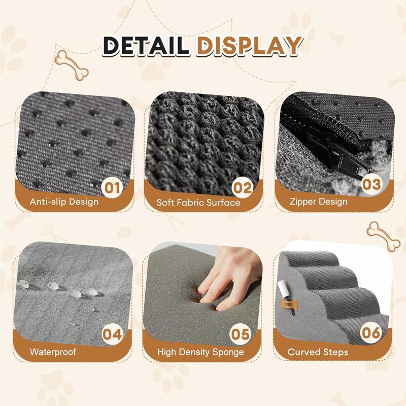 Wayfair Dog Stairs For Small Dogs - High Density Foam Dog Ramp Extra Wide Pet Steps With Non-Slip Bottom For High Beds Couche And Sofa Best For Dogs Injured Older Dogs Cats Pet With Joint Pain