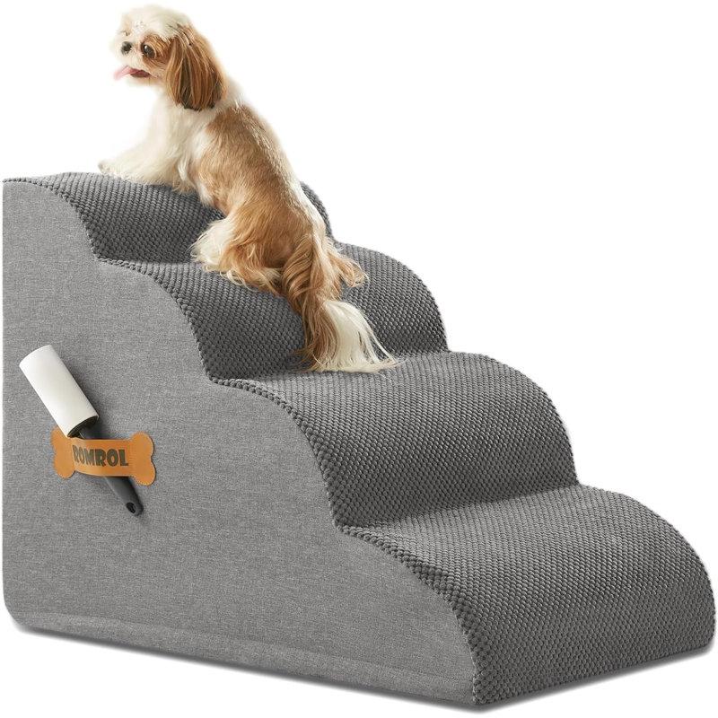 Wayfair Dog Stairs For Small Dogs - High Density Foam Dog Ramp Extra Wide Pet Steps With Non-Slip Bottom For High Beds Couche And Sofa Best For Dogs Injured Older Dogs Cats Pet With Joint Pain