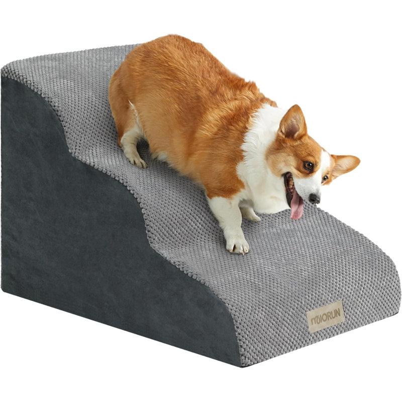 Wayfair Dog Stairs Ramp For Small Dogs High-Density Foam 3-Step Dog Ramp For Bed With Washable Cover Slope Dog Steps For Couch And Sofa Non-Slip Bottom Cat Stairs For Old Cats