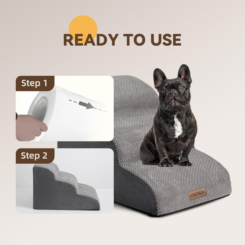Wayfair Dog Stairs Ramp For Small Dogs High-Density Foam 3-Step Dog Ramp For Bed With Washable Cover Slope Dog Steps For Couch And Sofa Non-Slip Bottom Cat Stairs For Old Cats