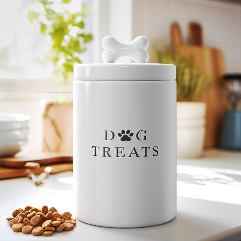Wayfair Dog Treat Container Airtight With Lid Cute Rustic Ceramic Dog Treat Storage Jar For Kitchen Counter