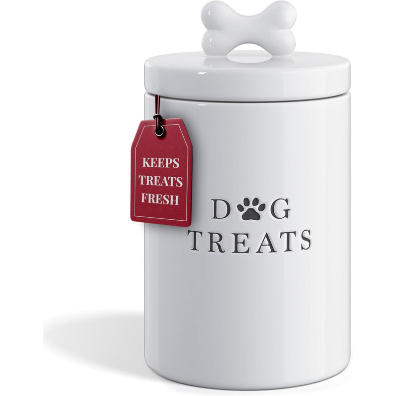Wayfair Dog Treat Container Airtight With Lid Cute Rustic Ceramic Dog Treat Storage Jar For Kitchen Counter