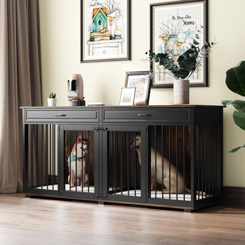 Wayfair Dorilal Large Dog Crate Furniture With 2 Drawers And Divider