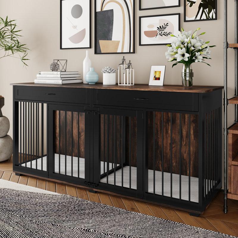 Wayfair Dorilal Large Dog Crate Furniture With 2 Drawers And Divider