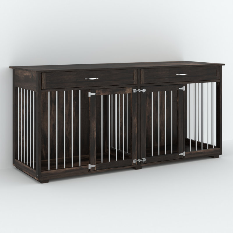 Wayfair Dorilal Large Dog Crate Furniture With 2 Drawers And Divider
