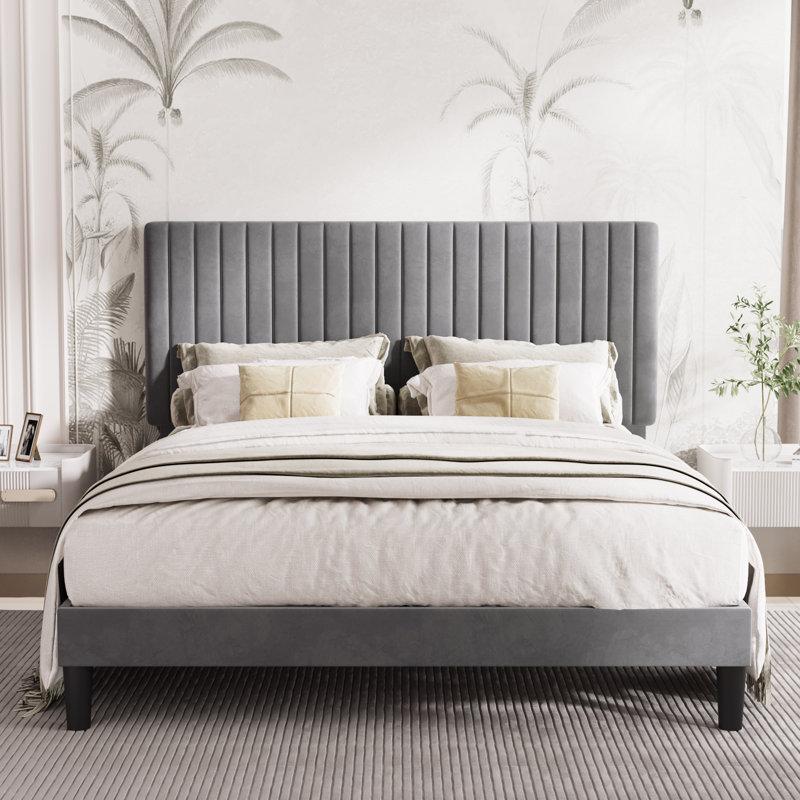 Wayfair Dunphy Upholstered Platform Bed With Adjustable Headboard