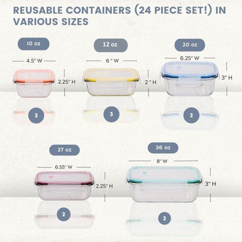 Wayfair Eatman Glass Meal Prep 24-Piece Food Storage Set