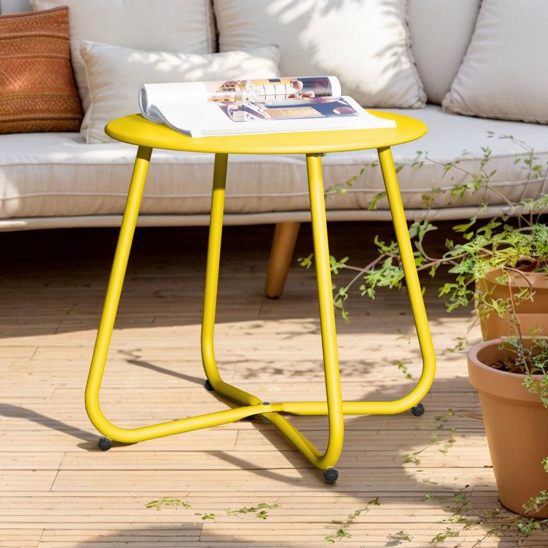Wayfair Ebern Designs Steel Patio Side Table Weather Resistant Outdoor Round End Table
