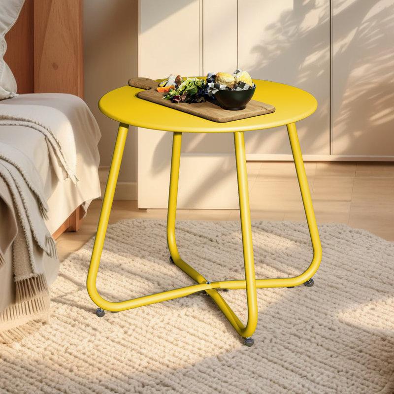 Wayfair Ebern Designs Steel Patio Side Table Weather Resistant Outdoor Round End Table