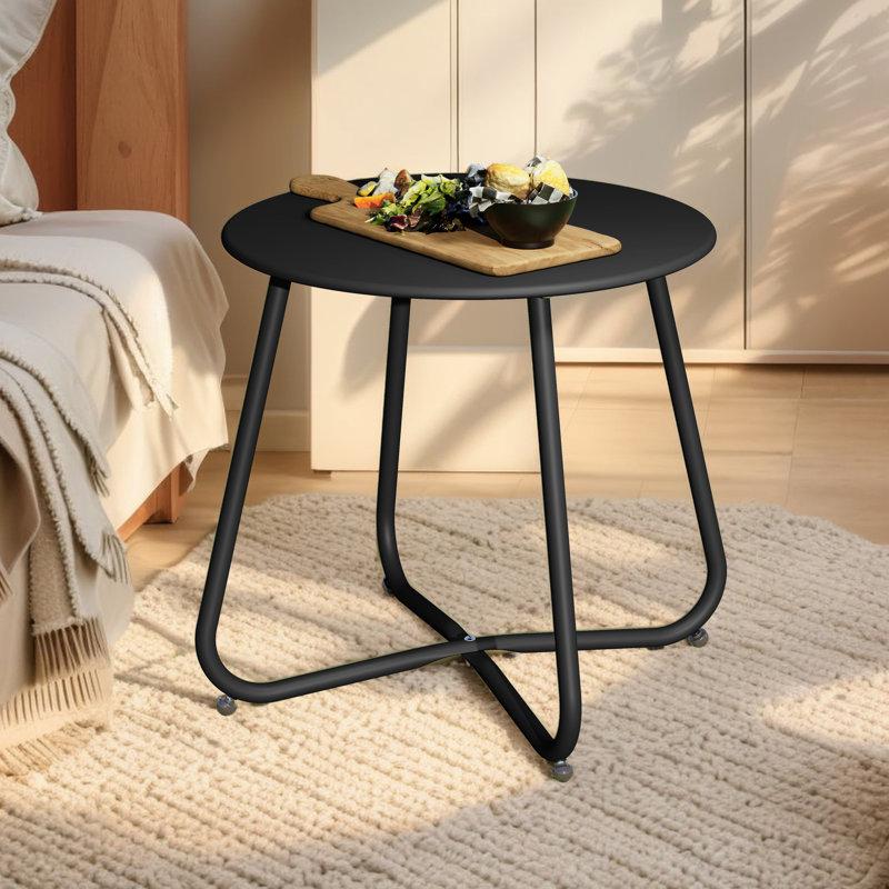 Wayfair Ebern Designs Steel Patio Side Table Weather Resistant Outdoor Round End Table