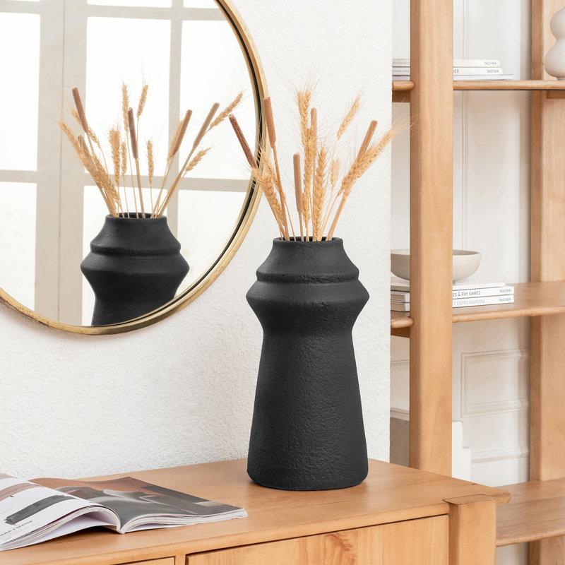 Wayfair Eco-Friendly Terracotta Black Vase - Contemporary Design With Tiered Neck Detail