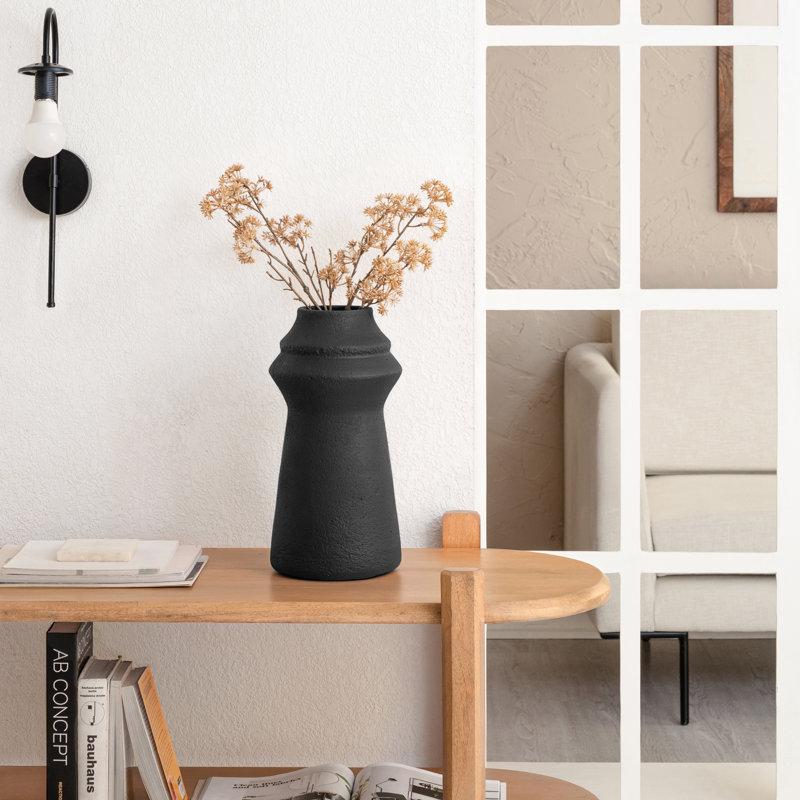 Wayfair Eco-Friendly Terracotta Black Vase - Contemporary Design With Tiered Neck Detail