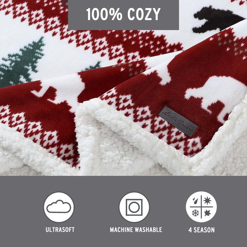 Wayfair Eddie Bauer Printed Plush Fleece/Sherpa Throw Blankets
