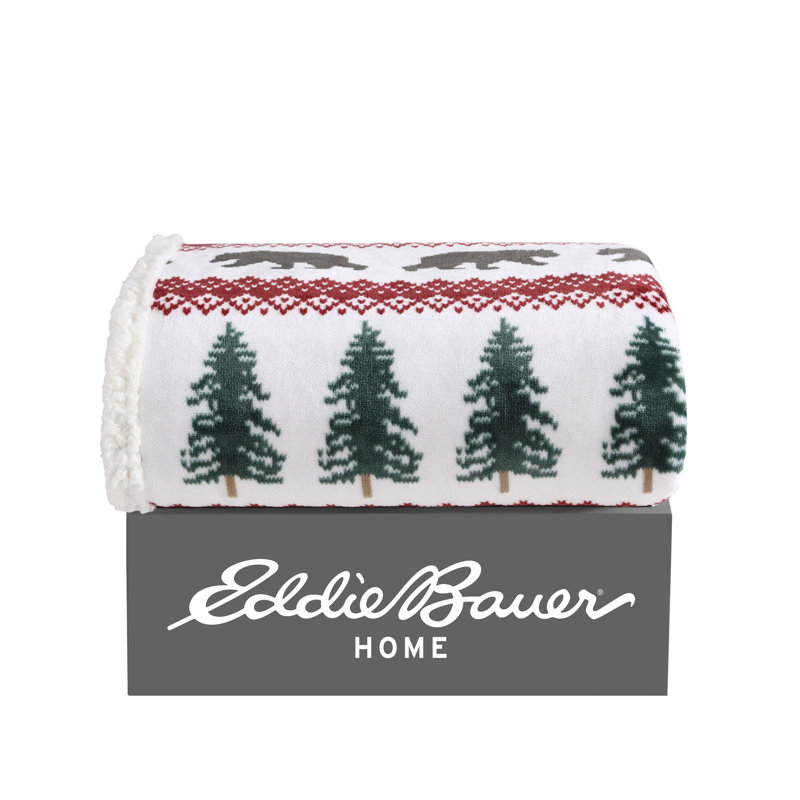 Wayfair Eddie Bauer Printed Plush Fleece/Sherpa Throw Blankets