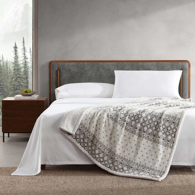 Wayfair Eddie Bauer Printed Plush Fleece/Sherpa Throw Blankets