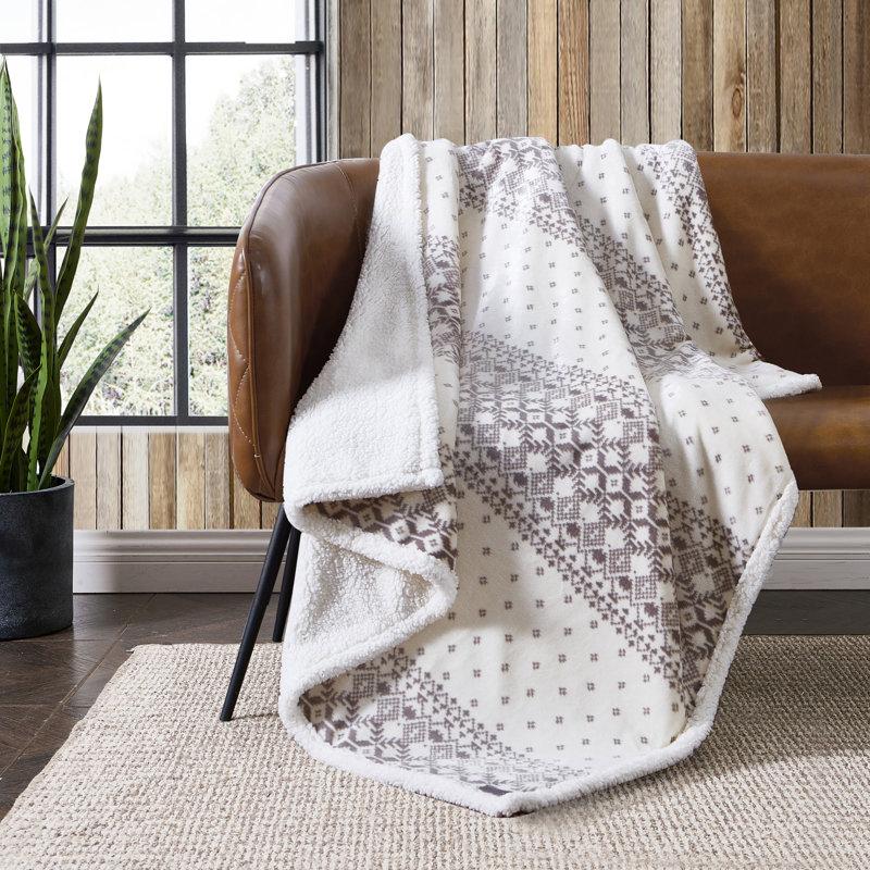 Wayfair Eddie Bauer Printed Plush Fleece/Sherpa Throw Blankets